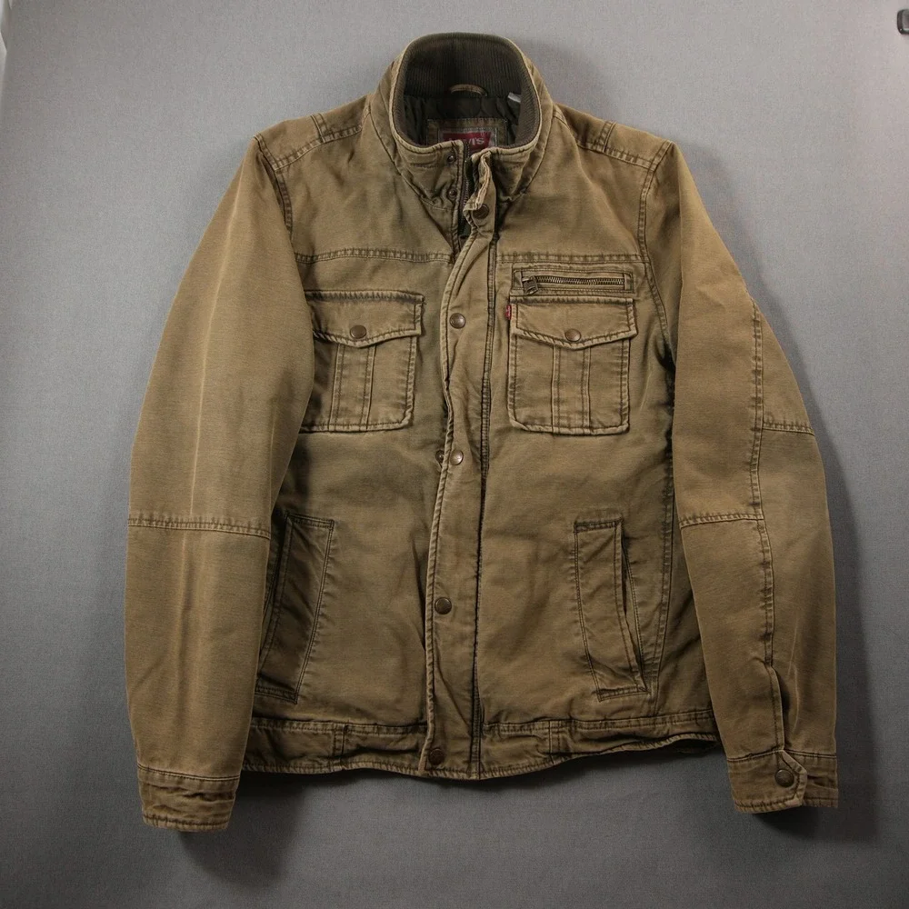 Levi's Military Field Trucker Canvas Quilted Men Jacket S Utility Multi Pocket